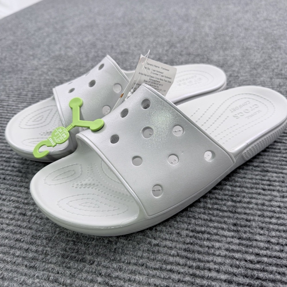 Crocs Meta Pearl Slide Sandals Men's Size 13 Slip On Silver‎ Gray New With Tags